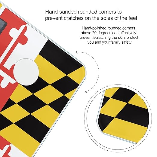 Maryland State Flag Smart Square Scale with Digital Display for Bathroom Scale