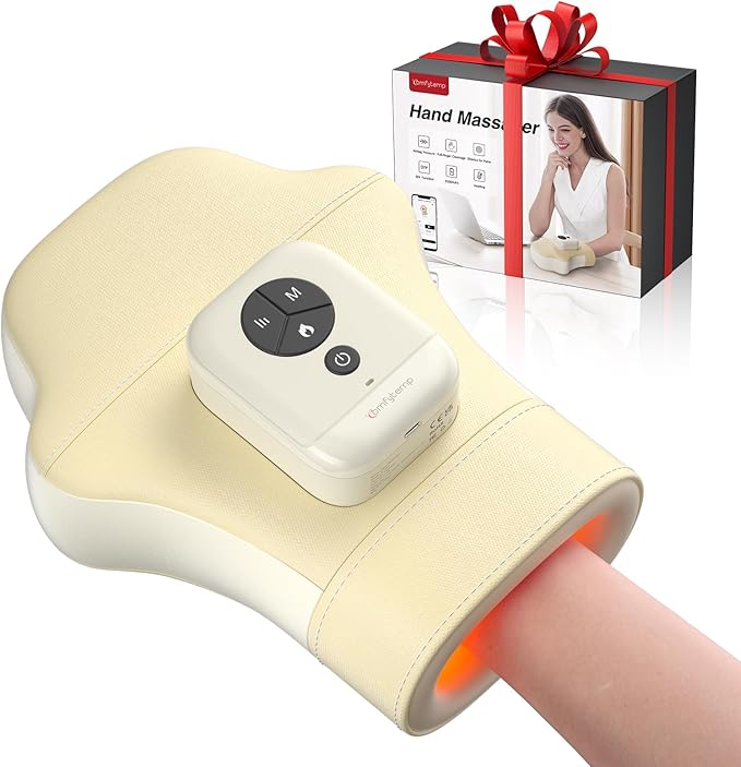 Comfytemp Hand Massager with Heat and Compression Cordless Fingers Palm and Wrist Massage Machine for Carpal Tunnel Arthritis Circulation and Pain Relief Birthday Gift for Men Women Seniors