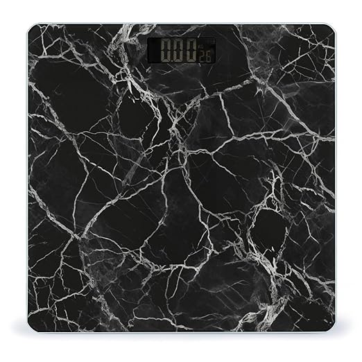 Black Marble Scale for Body Weight Accurate Digital Bathroom Scale Toughened Glass High Precision Scales Smart Weight Scales with Large LCD Backlight Display Weighing Machine