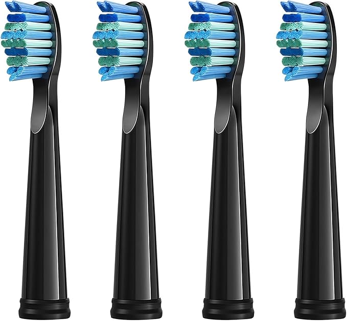Replacement Toothbrush Heads Compatible with COSOUL Electric Toothbrush Soft Bristle Nozzles Deeply Clean(4PCS Black)