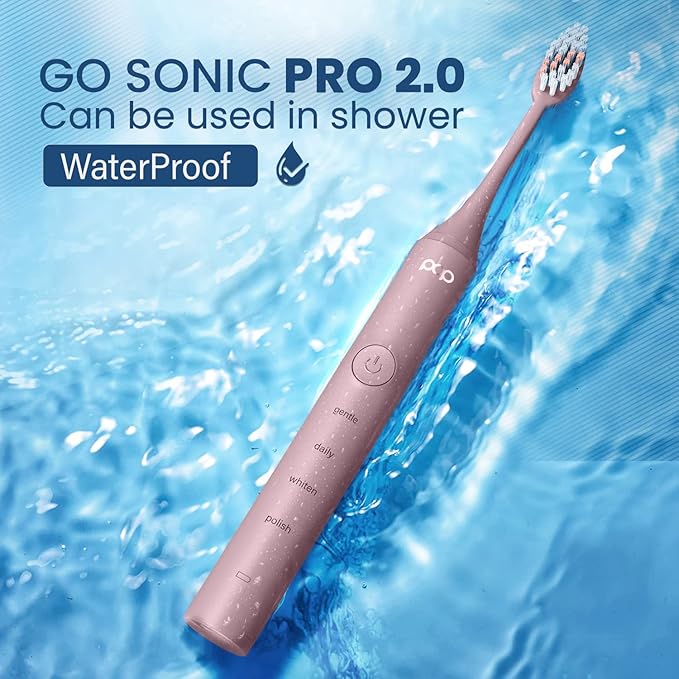 Pop Sonic Pro 2.0 Electric Toothbrush (Pink) Rechargeable Sonic Toothbrush with 45000 Vibrations Per Minute &amp 4 Cleaning Modes for Adults &amp Kids with Long Lasting Dupont Nylon Bristles