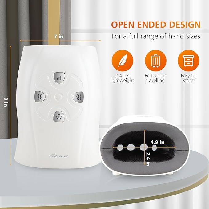 Snailax Hand Massager with Heat and Compression Cordless Hand Massager 3 Compression Intensities Rechargeable Gifts for Women Men Mom