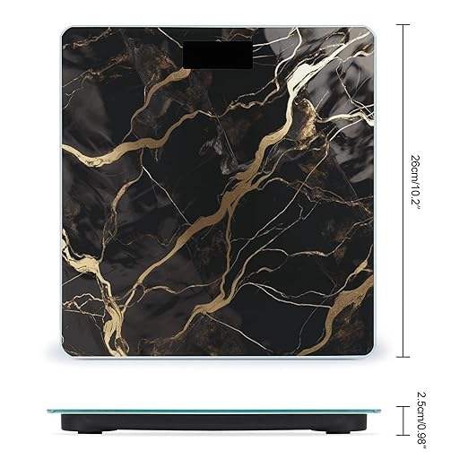 Black Gold Marble Bathroom Scale for Body Weight Bathroom Weighing Scale with Backlit LCD Display Highly Accurate Measures Weight Up to 180kg