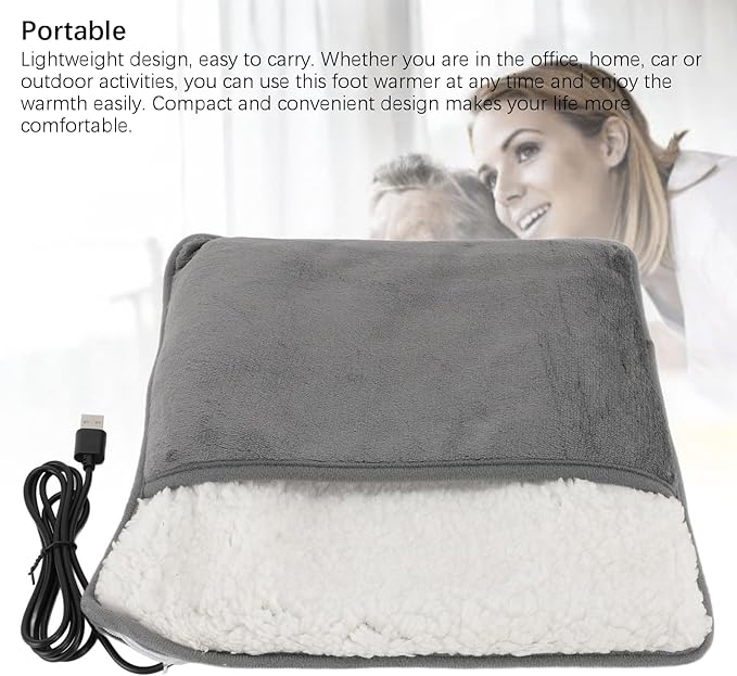 Foot Massager Foot Warmer Heating Pad with Constant Temperature USB Plug Washable Soft Heated Slippers Portable Feet Warmer for Men and Women Foot Heating Pad Home Travel