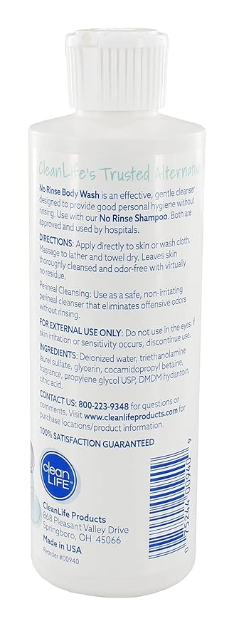No-Rinse Shampoo 16 Oz (1 bottle) Body Wash 8 Oz (2 bottles) – Gentle Convenient &amp Hospital-Approved