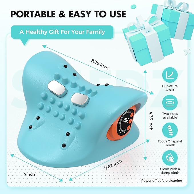 Smedz Neck Massager 2026 New Upgrade 3 in 1 Portable Massager with Heat &ampComfortable Stretching–Adjustable Intensity for Neck &amp Shoulder Relaxation at Home Office