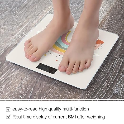 Digital Bathroom Scale for Body Weight Scale with Bright LCD Display High Accuracy Step-On Technology Auto On/Off Rainbow and Cloud Digital Scales 400 Lbs /180kg