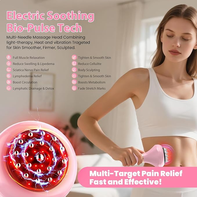 Lymphatic Drainage Massager Anti Cellulite Massage Tool For Thigh &amp Belly Stretch Marks &amp Cellulite Reduction Handheld Massage tools for Sciatica Nerve Legs Arms Hip Muscle Low Back Pai
