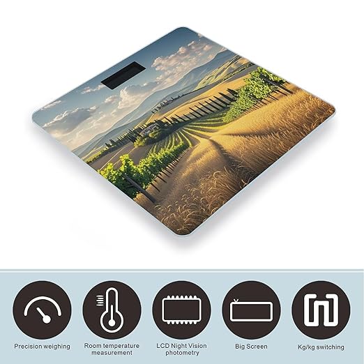 Italy Tuscan Bathroom Scale for Body Weight with High Precision Large LCD Backlight Display Digital Weighing Scale with BMI Capacity Up to 180kg