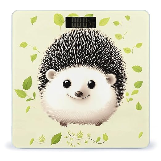 Cute Hedgehog Bathroom Scale Large LCD Backlight Display Digital Scale Rounded Corners Body Scales Automatic Power On/Off Bathroom Scales for Home Bedrooms