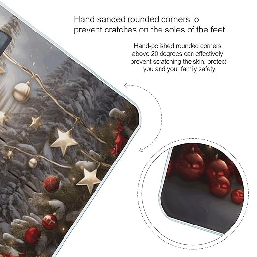 Christmas Wood Scale for Body Weight Safe Rounded Corners Tempered Glass Digital Bathroom Scale LED Display 400lb Capacity Weight Scales with High Precision Sensors