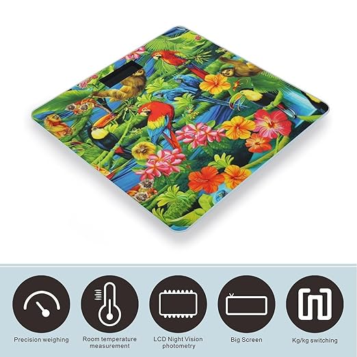 Macaws Rainforest Parrots Jungle Art Smart Square Scale with Digital Display for Bathroom Scale