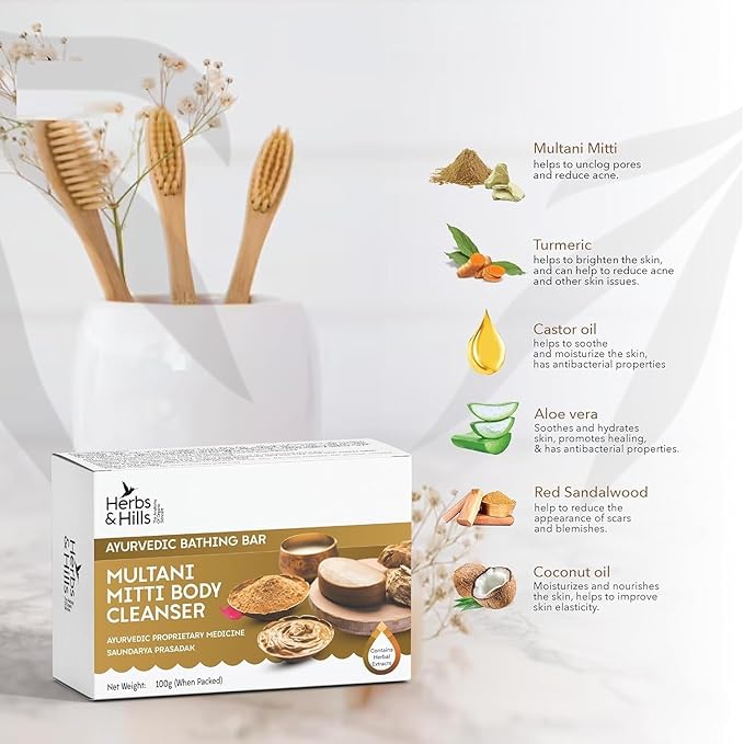 Generic DD Multani Mitti Body Cleanser Pack of 3-100g Each | Gentle Exfoliation for Glowing Skin | Banish Pimples and Scars | Soothe Skin Irritations
