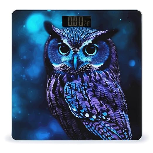 Blue Owl Scale with LCD Precision Weighing Scales Sturdy Tempered Glass Weight Scales Easy-to-Read Anti-Slip Weight Digital Bathroom Scale for Daily