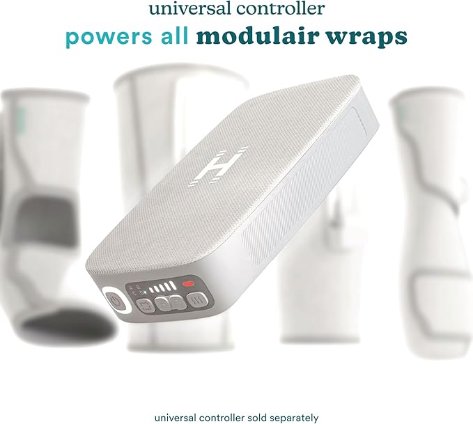HoMedics Modulair Compression Knee Wrap Massager – Overlapped Compression Therapy with 4 Programs Adjustable Intensity Heat Settings (Battery Sold Separately)