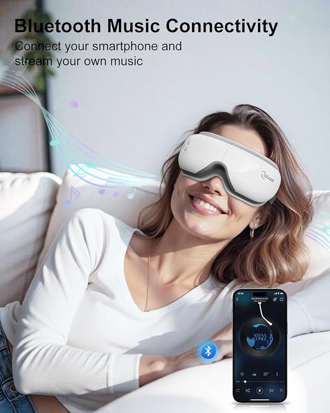 cotsoco Eye Massager with Heat Birthday Gifts for Women Heated Eye Mask with Bluetooth Music Relax &amp Reduce Strain Dark Circles and Improve Sleep Gift for Mom Dad Women Men