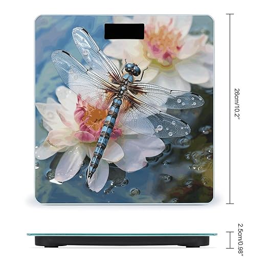 Dragonfly Lotus Digital Bathroom Scale for Body Weight Weighing Scale with Backlit LCD Display High Precision Measurements &amp Measures Weight Up to 180kg