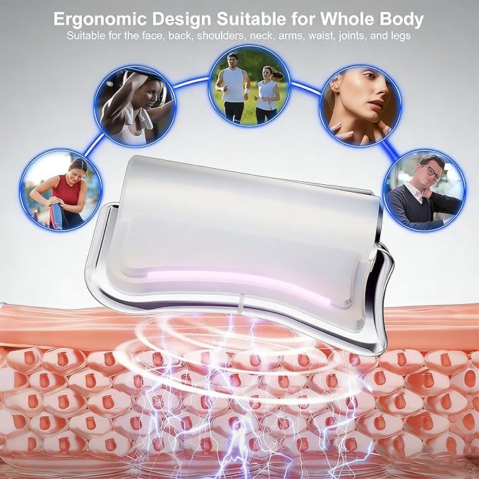 Heated Muscle Scraper Massage Tool4 in 1 Electric Fascia Knife Gua Sha Tool for Whole Body Relaxation &amp Skincare with Light-Care 4 Modes 3 Levels for Deep Tissue-White