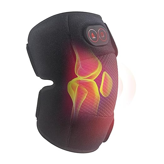 Knee Massager Cordless Knee Heating Pad for Knee Pain Relief Heated Knee Brace with Heat and Vibration Massage 30 Minutes Auto-off Gifts for Seniors Women Men(Single)