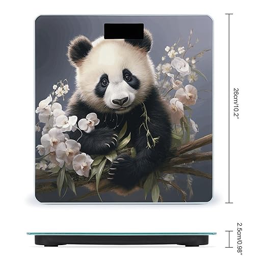 Panda with Flower Scale for Body Weight Highly Accurate Digital Bathroom Scale Sturdy Tempered Glass Weighing Scales with LCD Display Fashion Body Fat Smart Scales 400lb