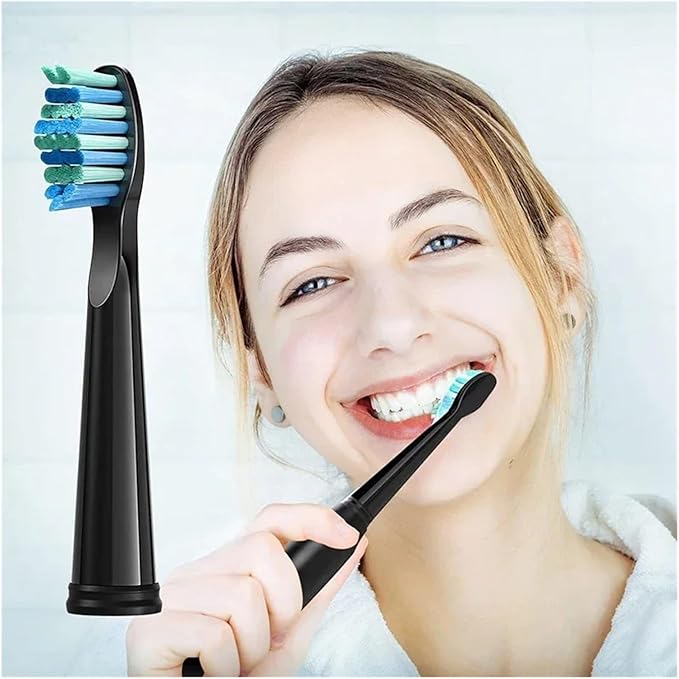 Compatible for Seago Tooth Brush Head Electric Toothbrush Heads Replaceable Brush Heads for SG-507B/908/909/917/610/659/719/910/575/551/548(10pcs Black)