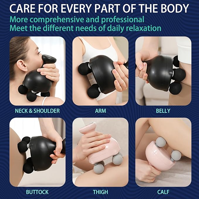 DEITY 4 Heads Handheld Massage Gun Deep Tissue Electric Body Massager Percussion Muscle Massager for Easing Shoulder and Back Tension with Reverse Thrust Function