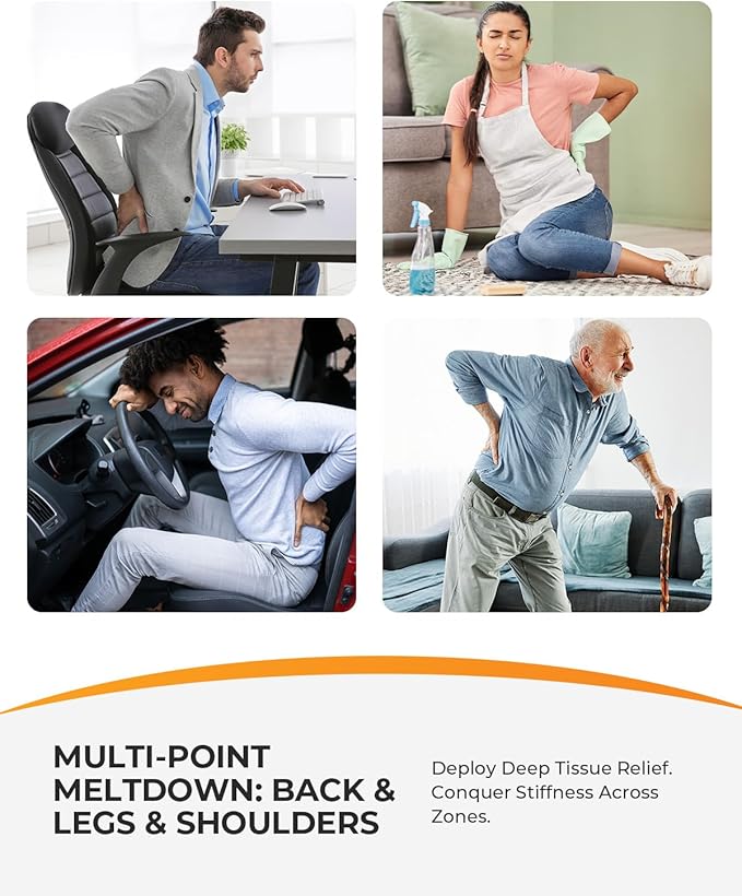 CooCoCo Lower Back Massager with Heat 2026 Upgraded Back Massager for Pain Relief Deep Relief 2X Larger Heating Area and Faster Heating FSA Eligible HSA Shiatsu Rooling Back Massage