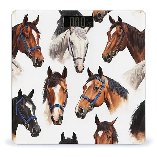 Women's Fashion Automatic Switch Digital Bathroom Weighing Scale Smart Scale Animal Wild Horse Painting