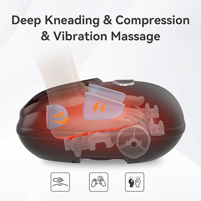 Snailax Shiatsu Foot Massager with Heat Deep Kneading Compression Vibration Feet Massager Machine for Plantar Fasciitis Neuropathy Foot Warmer Under Desk Size 13 Gifts for Men Women