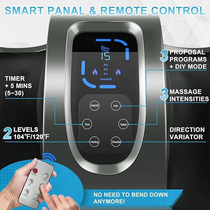Shiatsu Foot Massager Machine with Heat Deep Kneading Foot Massager for Plantar Fasciitis Neuropathy Pain Relief Calf Leg Ankle Massage Remote Control Gifts for Women Men (Gray)