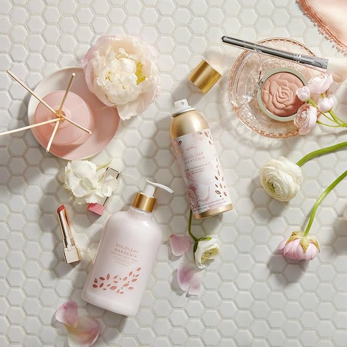 Thymes Moisturizing Body Wash with Pump - Body Soap - Bath Products - Skin Care - Liquid Soap with Notes of Gardenia Rose Jasmine Amber Patchouli &amp Praline (Goldleaf Gardenia 9.25 fl oz)