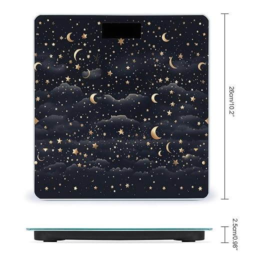 Digital Bathroom Scale for Body Weight Scale with Bright LCD Display High Accuracy Step-On Technology Auto On/Off Stars and Moon on Dark Background Digital Scales 400 Lbs /180kg