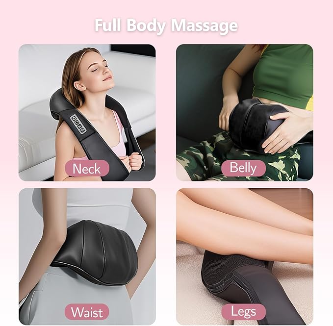 Shiatsu Back and Neck Massager with Heat Back Massager for Pain Relief deep Tissue Electric 3D Kneading Massage Pillow for Shoulder Leg Body Muscle Best Gifts for Women Men