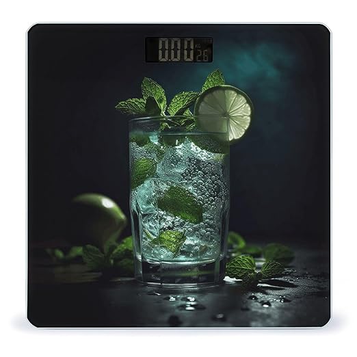 Mojito Cocktail Bathroom Scale Rounded Smart Scale for Body Weight Automatic Power On/Off Weight Scales Accurate Bathroom Digital Scales for Pet Home Bedroom Kitchen