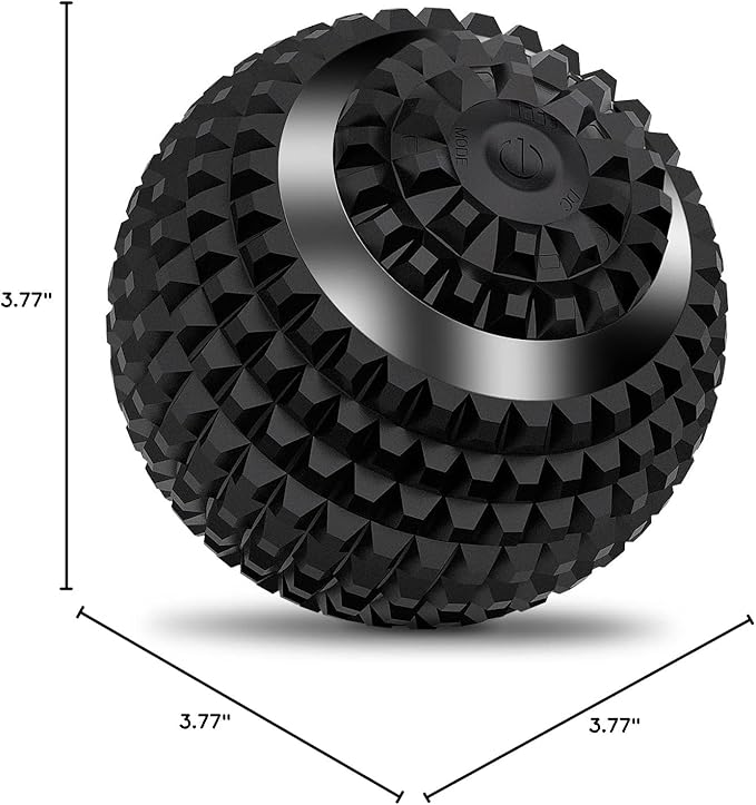 Uppye Vibrating Ball Massager 4-Speed High-Intensity Fitness Lacrosse Ball Mobility Ball for Workout Recovery Deep Tissue Massager for Pain Relief and Trigger Point Treatment (Black)