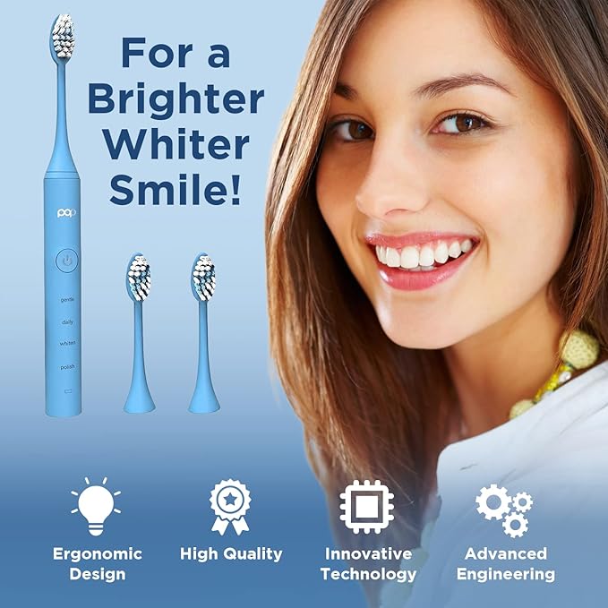 Pop Sonic Pro 2.0 Electric Toothbrush (Blue) Rechargeable Sonic Toothbrush with 45000 Vibrations Per Minute &amp 4 Cleaning Modes for Adults &amp Kids with Long Lasting Dupont Nylon Bristles