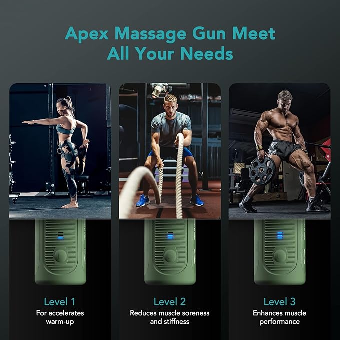 Opove Massage Gun Fascia Percussive Muscle Massager 14.5mm for Back Pain Relief Workout Recovery in Gym Home Office Daily Massage Ergonomic for Effortless to Use Apex Green