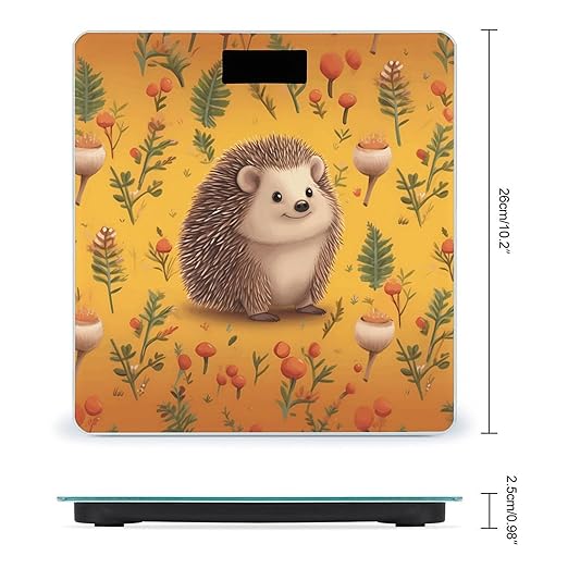 Hedgehog Bathroom Scale Large LCD Backlight Display Digital Scale Rounded Corners Body Scales Automatic Power On/Off Bathroom Scales for Home Bedrooms