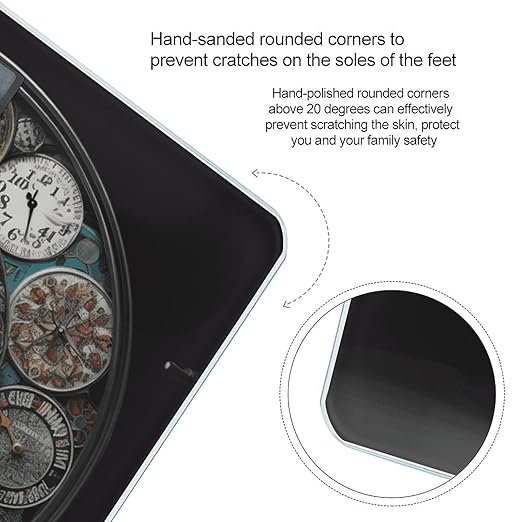 Clock Art Bathroom Scale Large LCD Backlight Display Digital Scale Rounded Corners Body Scales Automatic Power On/Off Bathroom Scales for Home Bedrooms
