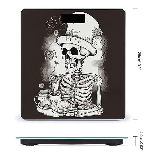 Skeleton Chef Scale for Body Weight Anti-Slip Tempered Glass Digital Bathroom Scales Clear LCD Display Weighing Scale Safe Rounded Corners Smart Scales