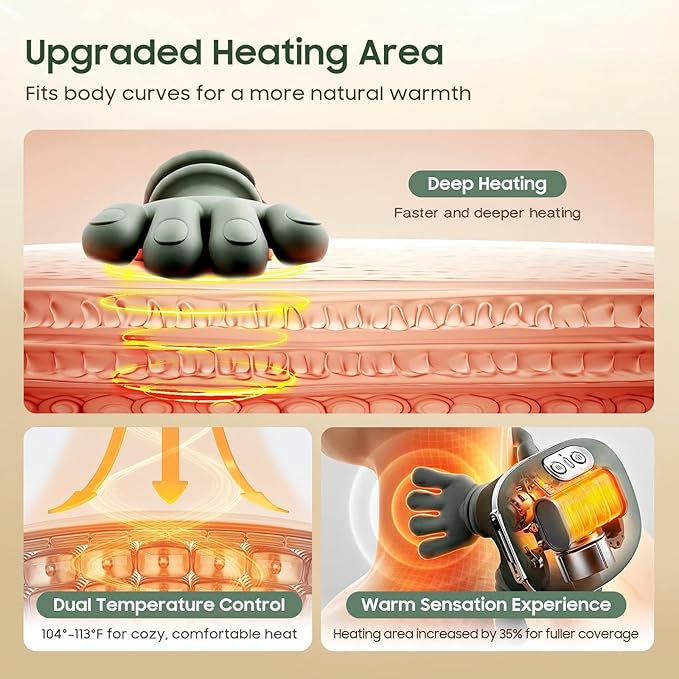 Hand Neck Massager with Fingers Shoulder and Neck Massager with Hands Bionic Heated Massager Deep Tissue Massage Shoulder &amp Cervical Relief Relax Muscle Tension Hands-Free Portable