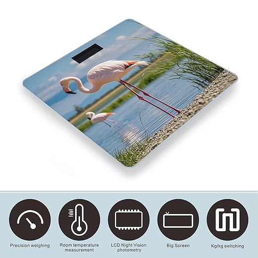 Flamingos Weight Scale Highly Accurate Digital Weighing Scale with Large LCD Display Smart Bathroom Scales for Home Bedrooms and Gift Giving