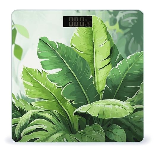Cute Banana Leaves Scale for Body Weight Accurate Digital Bathroom Scale Toughened Glass High Precision Scales Smart Weight Scales with Large LCD Backlight Display Weighing Machine