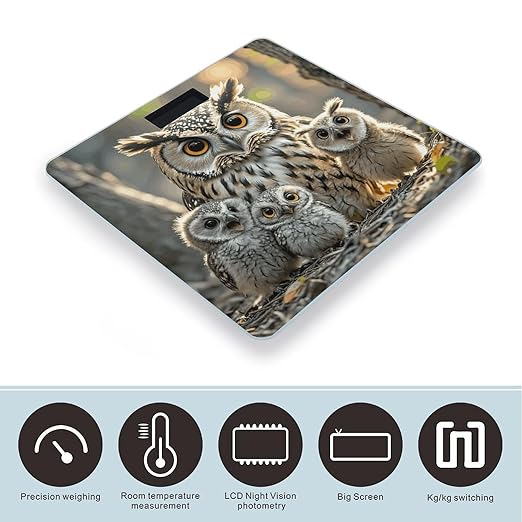 Owl Birds Scale for Body Weight Digital Bathroom Scale Accurate Smart Weight Scales with Large Display Weighing Machine High Precision Scales