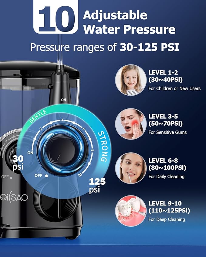 Electric Toothbrush with Water Flosser Combo: 600ML Large Water Tank &amp Ultrasonic Cleaning- Gum Care &amp Whitening- 5 Brush Modes &amp 10 Pressure Settings for Family Use Black