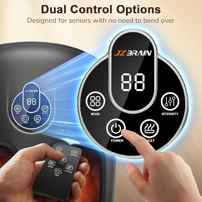 Shiatsu Foot Massager Machine with Heat : Deep Kneading Foot Massager with Vibration &amp Compression for Plantar Fasciitis &amp Neuropathy - for Women &amp MenRelax for Home Office Use (Black)