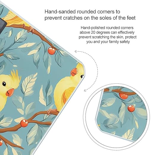 Yellow Parrot Birds Branches Berries Digital Bathroom Scale for Body Weight Lighted LCD Display Round Corner