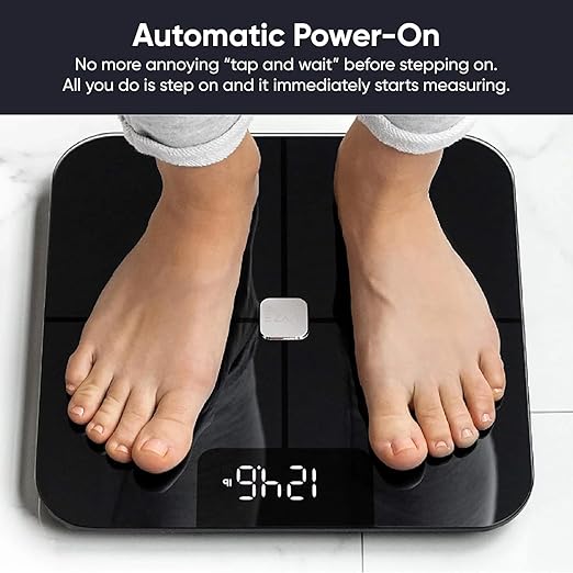 Wyze Scale for Body Weight Digital Bathroom Smart Scale for Body Fat BMI and Heart Rate 12 Body Composition Analyzer with App Bluetooth 400 lb - Dark Blue