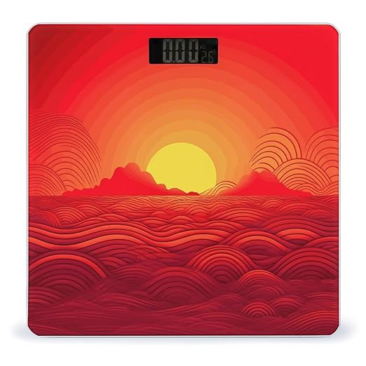 Red Sunrise Bathroom Scale for Body Weight 400 Lb Weight Scale with High Precision Sensors Tempered Glass Highly Accurate Digital Weighing Machine for People