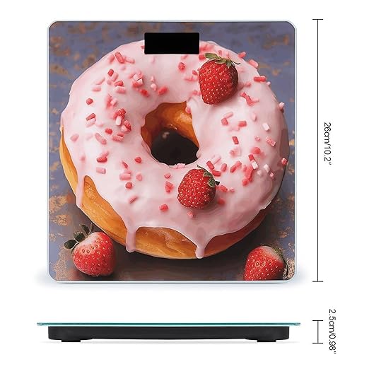 Strawberry Donut Scale for Body Weight Digital Bathroom Scale Accurate Smart Weight Scales with Large Display Weighing Machine High Precision Scales